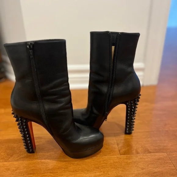 Black Studded High Heel Boots - Picture 2 of 6